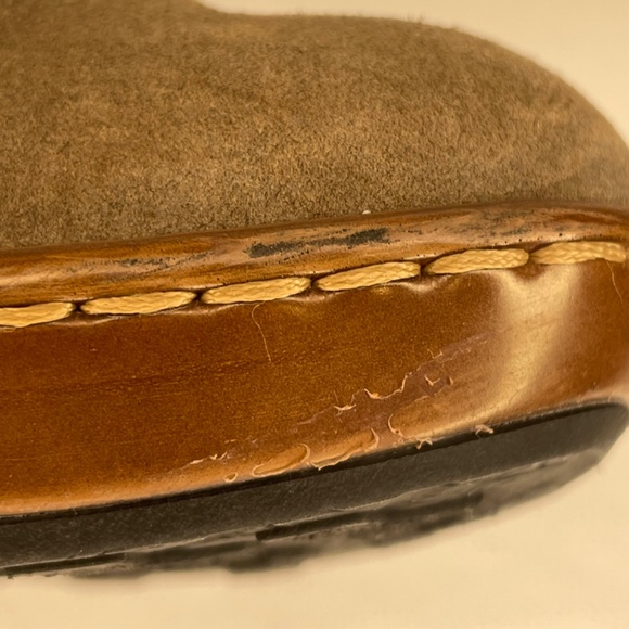 Born Clog Banyan Suede Leather Buckle Mules Taupe Brown Slip On Shoes Size 8 - Picture 15 of 16